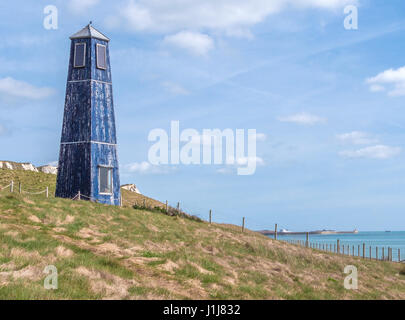 Il faro di Samphire Hoe, Dover, Kent, Regno Unito. Foto Stock