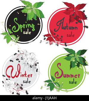 Set di vettore di stagione promo di vendita Illustrazione Vettoriale