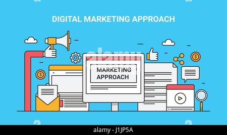 Concetto di digital marketing - banner web illustrazione vettoriale Illustrazione Vettoriale