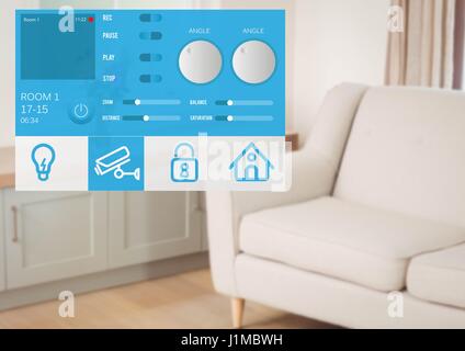 Composito digitale del sistema di automazione domestica interfaccia App Foto Stock