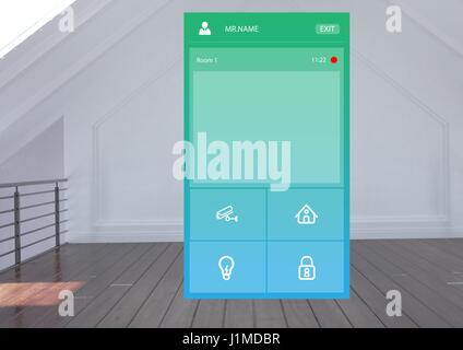 Composito digitale del sistema di automazione domestica interfaccia App Foto Stock