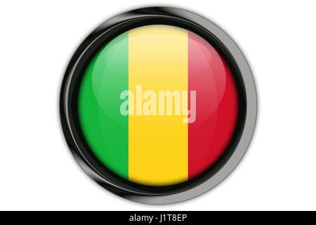 Mali bandiera del perno a pulsante Isolato su sfondo bianco Foto Stock