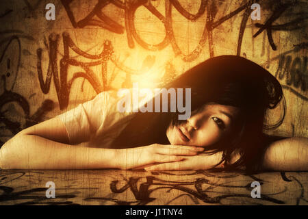 Ritratto di ragazza asiatica close up Foto Stock