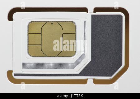Tripla scheda SIM per la comunicazione mobile Foto Stock