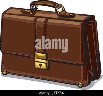 Illustrazione della pelle di business briefcase marrone Illustrazione Vettoriale