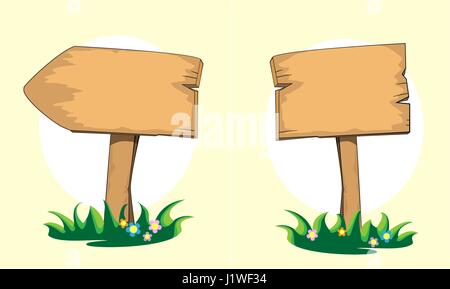 Cartello in legno. Illustrazione del fumetto. Vettore Illustrazione Vettoriale