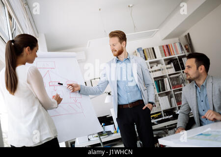 La presentazione e la collaborazione da parte di gente di affari in ufficio Foto Stock