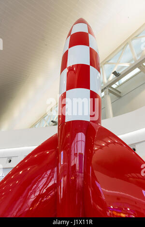 Tintin's Rocket sul connettore sul Brussels Airport Foto Stock