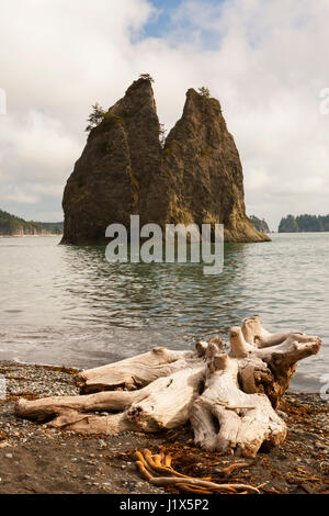 Split Rock rock formazione, il Parco Nazionale di Olympic, WA, Stati Uniti d'America Foto Stock