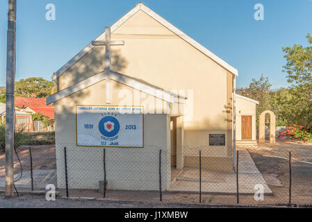 CALITZDORP, SUD AFRICA - 25 Marzo 2017: La Chiesa Evangelica Luterana in Calitzdorp, una piccola città nella provincia del Capo occidentale Foto Stock
