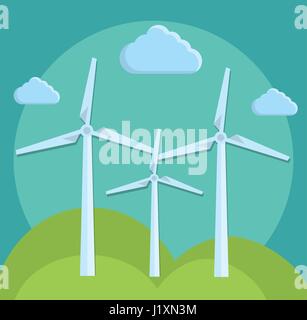 Eolici progettazione turbine Illustrazione Vettoriale