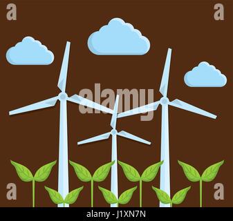 Eolici progettazione turbine Illustrazione Vettoriale