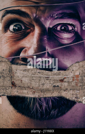 Arte di strada da sorrisetto sul Broomielaw in Glasgow. Foto Stock