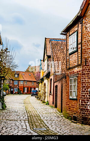 Lüneburg, Niedersachsen, Straße in der Altstadt; Lueneburg, Bassa Sassonia, Street nella città vecchia Foto Stock