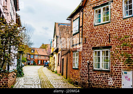 Lüneburg, Niedersachsen, Straße in der Altstadt; Lueneburg, Bassa Sassonia, Street nella città vecchia Foto Stock