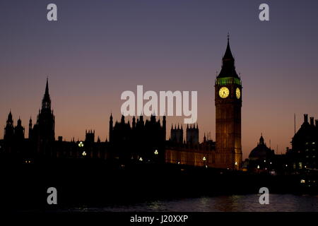 Tramonto sul Big Ben Londra Foto Stock