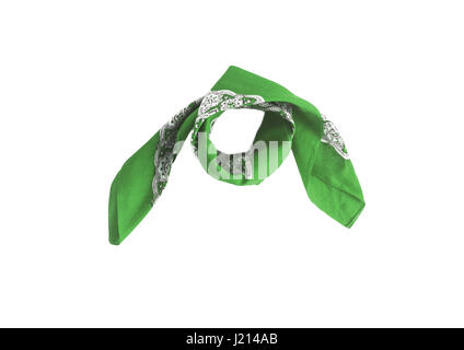 Una bandana verde con un pattern, isolata. Foto Stock