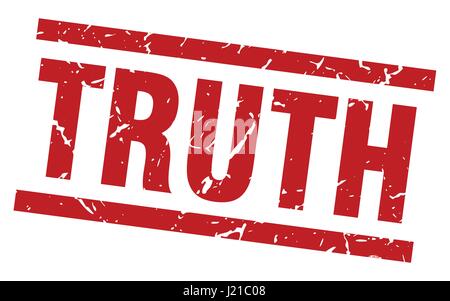 Quadrato Rosso grunge verità timbro Illustrazione Vettoriale