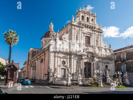 La chiesa barocca di San Sebastiano di Acireale (Sicilia, Italia) Foto Stock