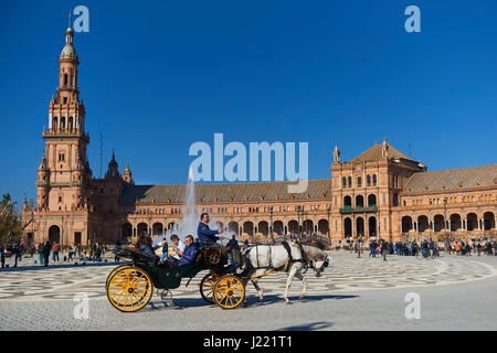 Plaza de España, Siviglia, Spagna costruita per l'Esposizione Iberoamericana del 1929, Siviglia, in Andalusia, Spagna, Europa Foto Stock