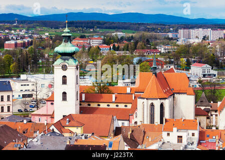 Panoramica aerea di Ceske Budejovice. Ceske Budejovice, Boemia del Sud, Repubblica Ceca. Foto Stock