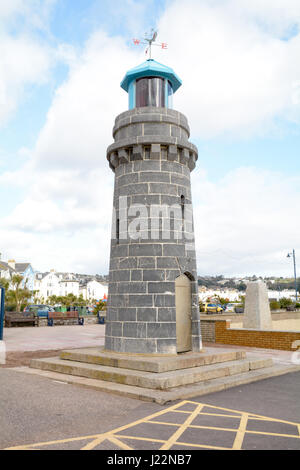 Faro sul lungomare in Teignmouth Devon England Foto Stock