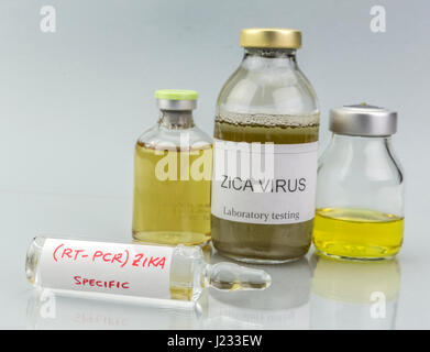 Test per la ricerca di Zika test su sfondo bianco Foto Stock