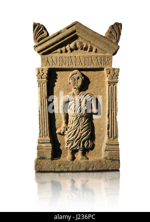 Secondo secolo stele funeraria romana dedicata a Anninia Laeta dal cimitero di Thuburbo majus. Il Museo di Bardo, Tunisi, Tunisia Foto Stock