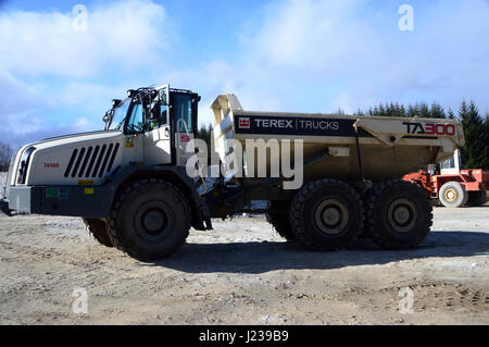 Il TA300 Terex Dumper Articolato utilizzati in operazioni di data mining alla Foss baritina miniera vicino a Aberfeldy, Tay Forest Park, Highlands Scozzesi. Foto Stock