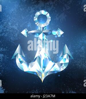 Ancoraggio da un frizzante, blu ghiaccio trasparente su uno sfondo blu scuro. La flotta del nord. Progettazione di ghiaccio. Illustrazione Vettoriale