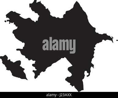 Mappa di nero di Azerbaigian su sfondo bianco Illustrazione Vettoriale