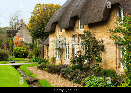 Minster Lovell case di villaggio cottages in Cotswolds, England, Regno Unito Foto Stock