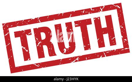 Quadrato Rosso grunge verità timbro Illustrazione Vettoriale
