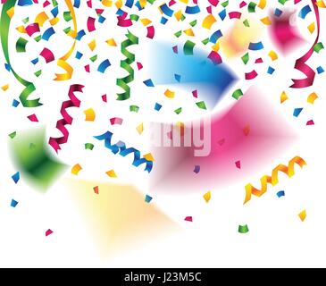 Bella coriandoli colorati e nastri di partito per la celebrazione Illustrazione Vettoriale