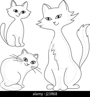 Gatti, contorni Illustrazione Vettoriale