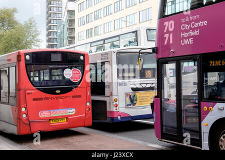 Il centro di Bristol la congestione del traffico e di autobus England Regno Unito Foto Stock