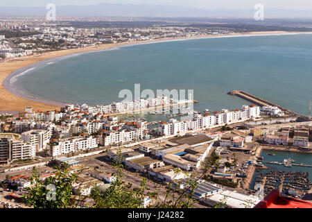 Vista Aerea della Marina di Agadir, Marocco Foto Stock