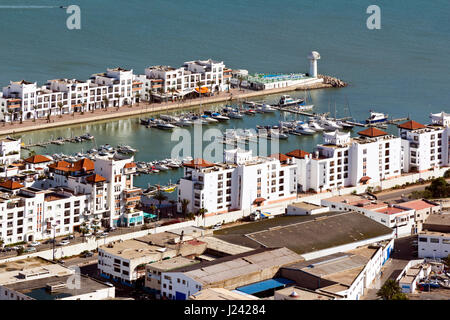 Vista Aerea della Marina di Agadir, Marocco Foto Stock