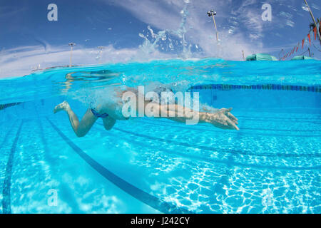 Inverno nuotare nella formazione a Jacobs centro acquatico, dicembre 2014, Duke University in Key Largo, Florida Foto Stock