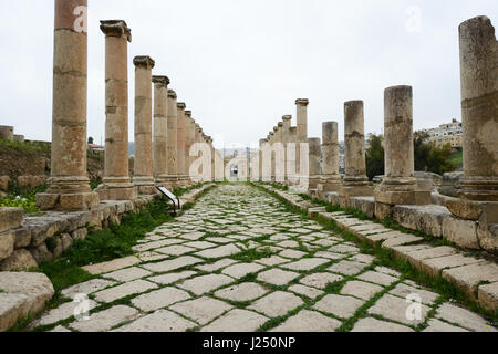 L antica città romana di Jerash in Giordania. Foto Stock