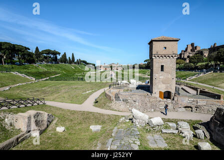 Una vista del Circo Massimo di Roma, Italia Foto Stock