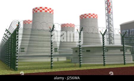 Recinzione oggetto della sicurezza nucleare con potere di detenzione. 3d illustrazione Foto Stock