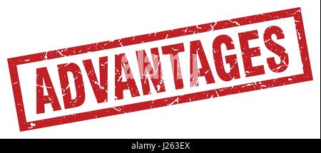 Quadrato Rosso grunge vantaggi timbro Illustrazione Vettoriale