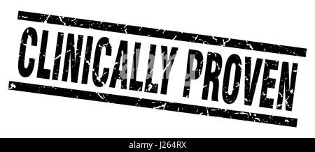 Quadrato nero grunge clinicamente provata timbro Illustrazione Vettoriale