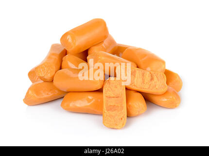 Salsicce isolato su uno sfondo bianco . Foto Stock