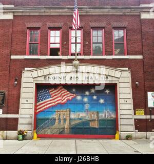 Motore Fire Station, Brooklyn, New York, America, STATI UNITI D'AMERICA Foto Stock