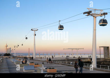 Funivie al Parque das Nações (Nations Park) a Lisbona, Portogallo, Europa Foto Stock