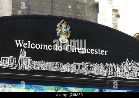 Benvenuto a Cirencester segno Foto Stock