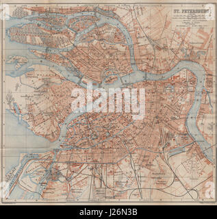 San Pietroburgo I town/city plan. La Russia. BAEDEKER 1912 antica mappa grafico Foto Stock