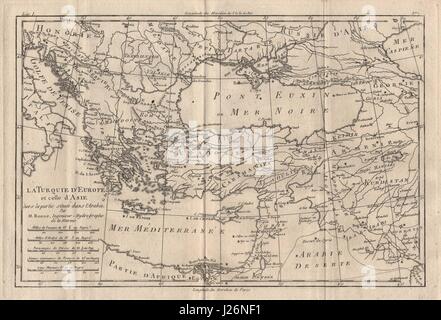 'La Turquie d'Europa et celle d'Asie'. La Turchia in Europa e in Asia. BONNE 1780 mappa Foto Stock